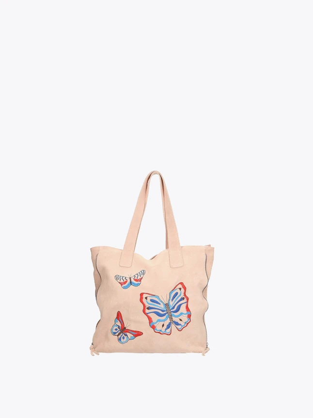 Canvas Tote Bag with Butterfly Embroidery for Everyday Use