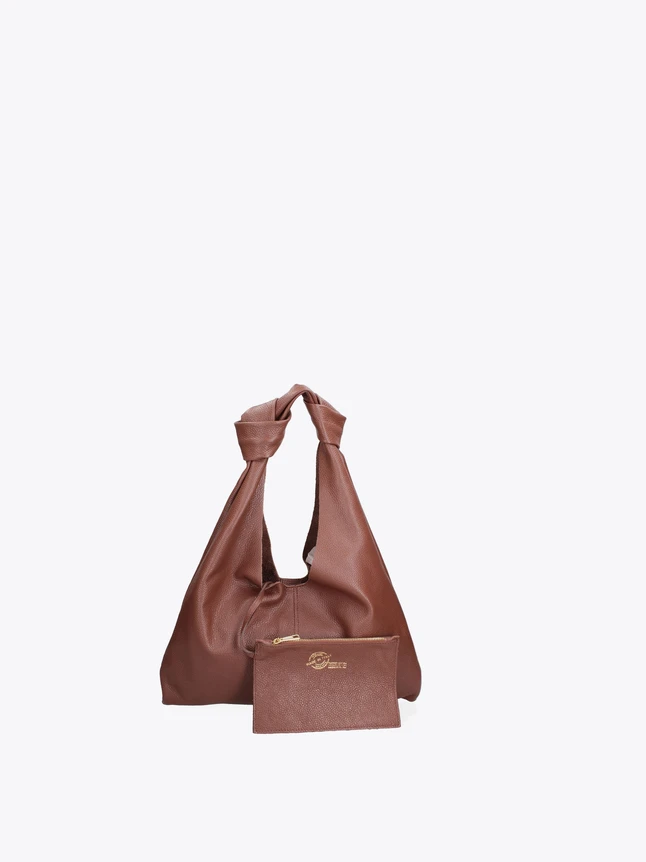 Leather Hobo Shoulder Bag with Front Zip Pocket for Everyday Use