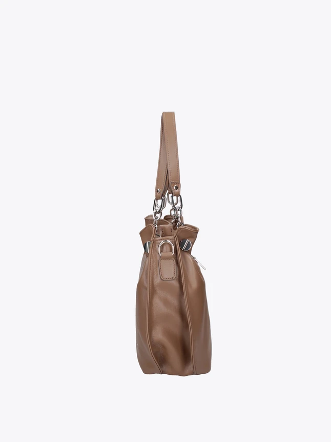 Luxe Leather Slouchy Shoulder Bag with Polished Chain Accents