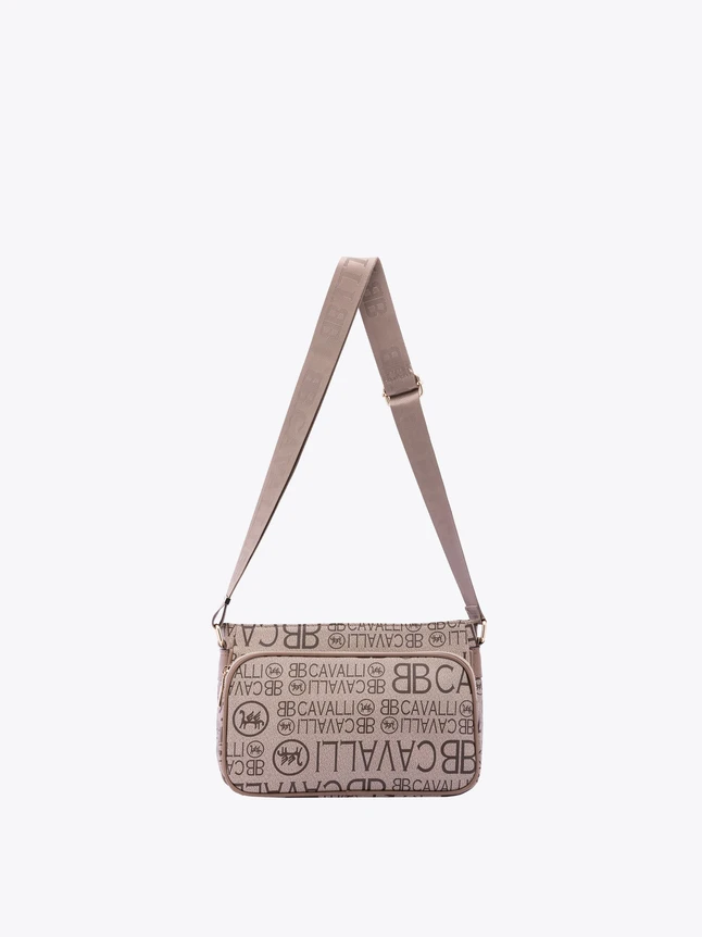 Monogram Logo Print Fabric Crossbody Bag for Everyday Use