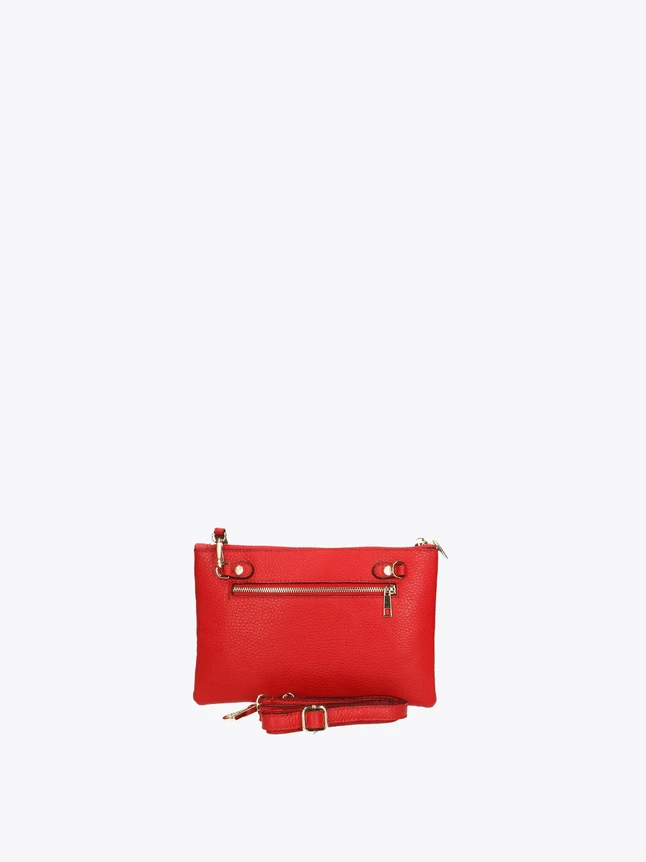 Minimalist Leather Crossbody Bag Front Zipper Pocket Daily Use Detachable Strap