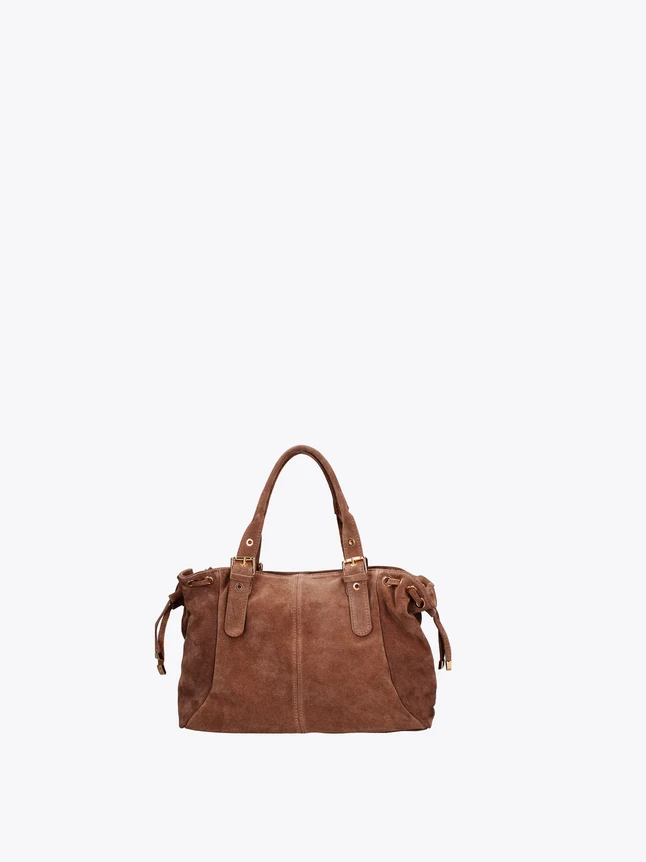 Luxury Suede Shoulder Bag with Drawstring Details for Chic Everyday Carry