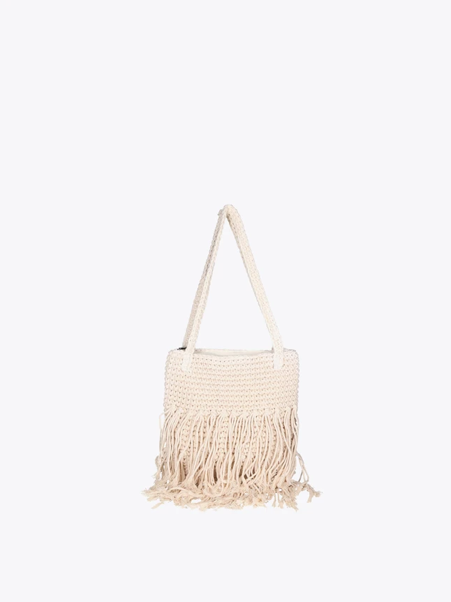 Boho Cotton Macrame Tote Bag with Fringe for Daily Use