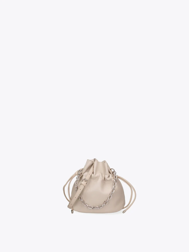 Bucket Bag Leather Drawstring Chain Crossbody Everyday Use
