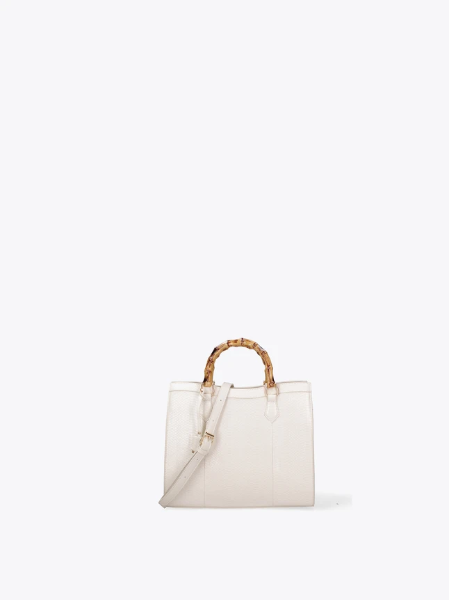 Bamboo Handle Leather Satchel Bag for Work And Everyday Use