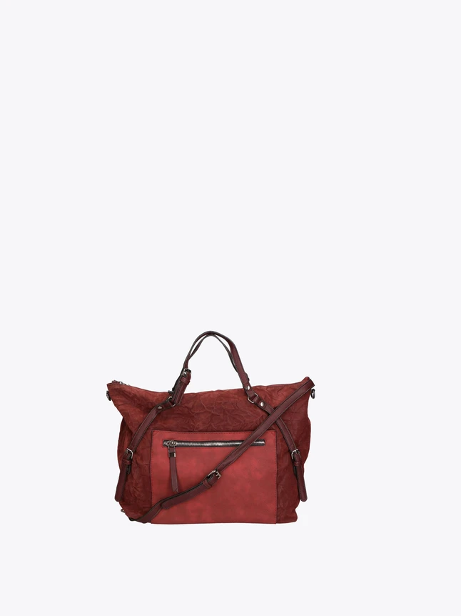 Suede Tote Bag with Front Zip Pocket And Removable Crossbody Strap Everyday Use
