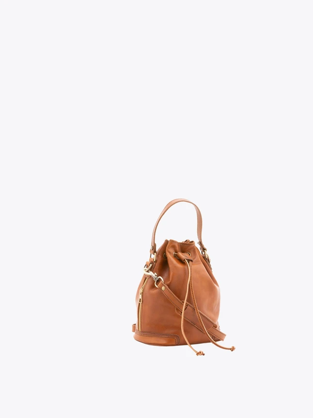 Leather Bucket Bag with Top Handle And Detachable Shoulder Strap Everyday Use