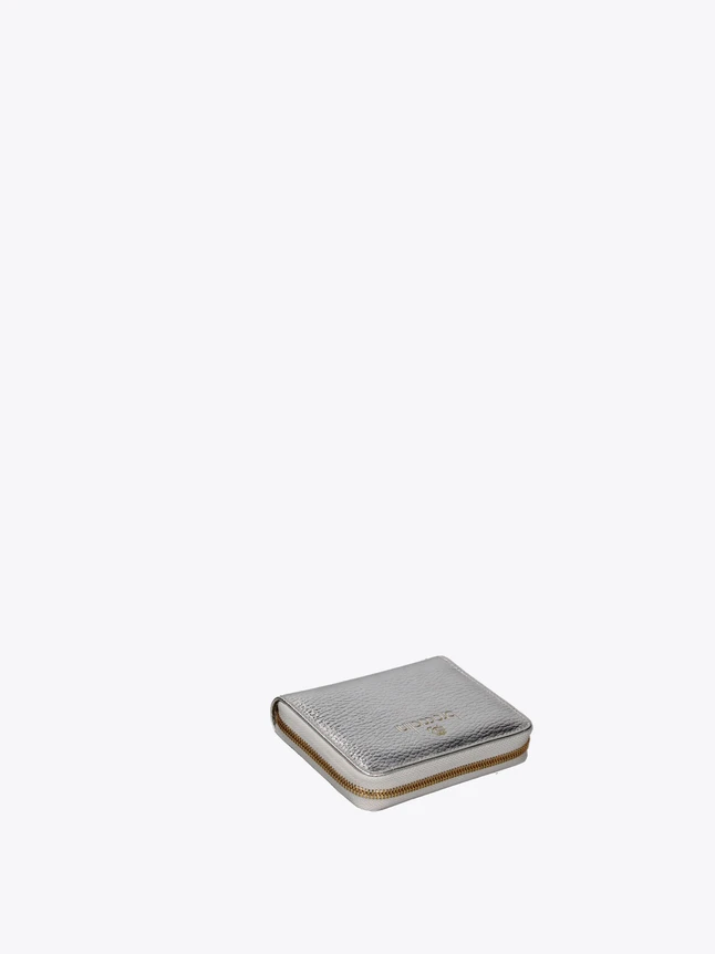 Grained Leather Compact Zip Around Wallet Everyday Essential For Cards Coins