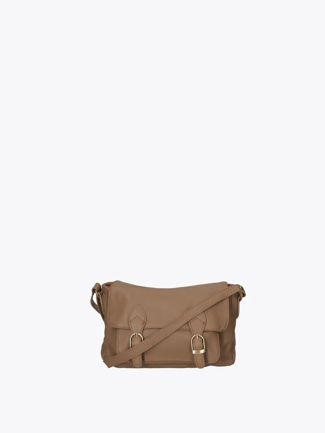 Leather Flap Crossbody Bag with Buckle Straps for Daily Use