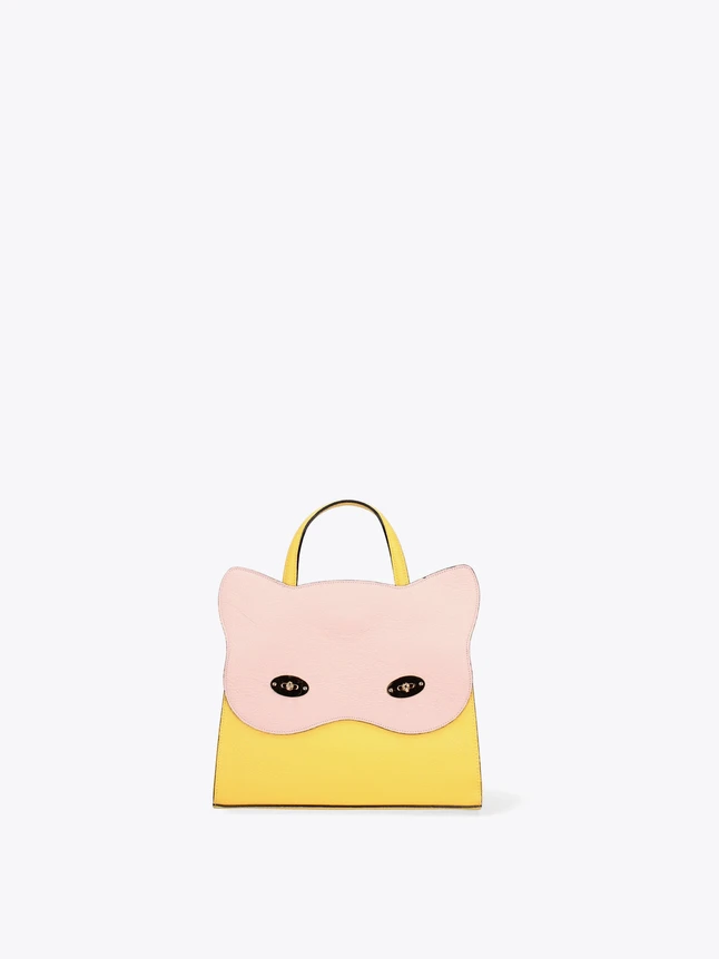 Cat Face Tote Bag PU Leather Shoulder Handbag For Everyday Use