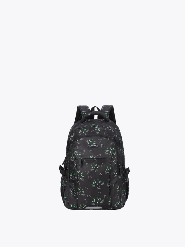 Casual Nylon Backpacks for School Cat Print