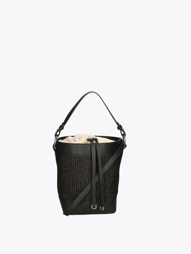 Woven Leather Bucket Bag Crossbody with Drawstring Closure for Daily Use