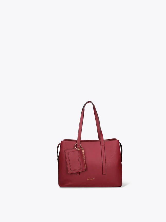 Chic Pebbled Faux Leather Shopper Tote Bag with Companion Pouch for Women