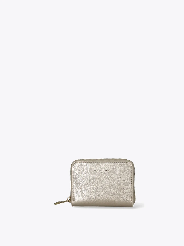Metallic Leather Zip Wallet Compact Clutch for Daily Essentials