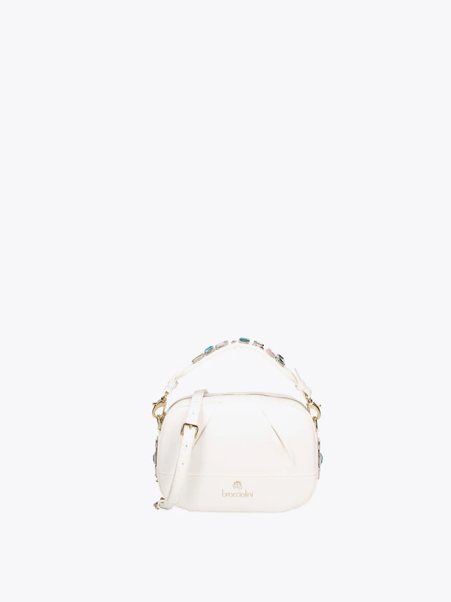 Mini Leather Crossbody Bag with Beaded Handle for Evening Outings