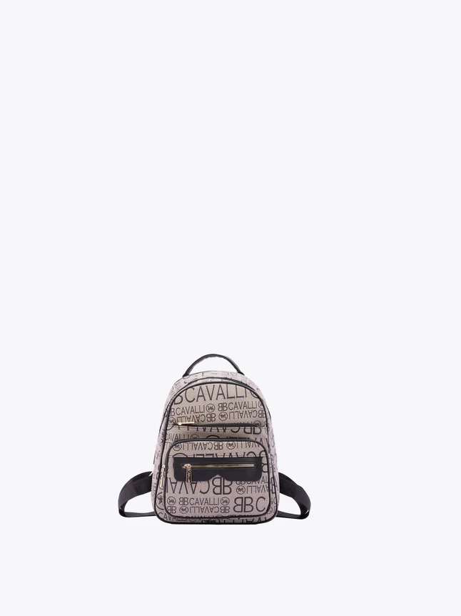 Monogram Logo Print Textile Backpack for School