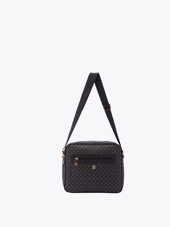 Monogram Pattern Crossbody Bag in PU Leather for Everyday Use