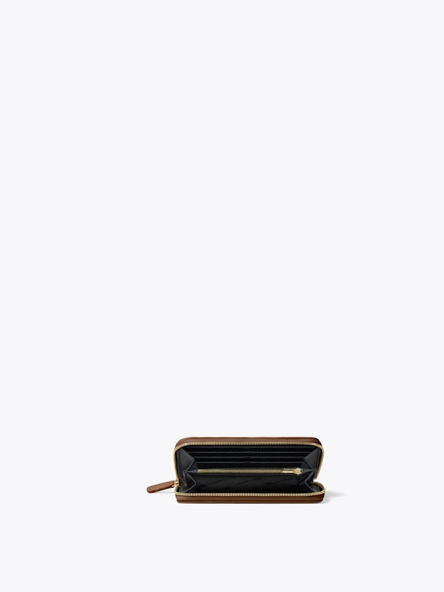 Elegant Leather Continental Wallet with Secure Zip Closure