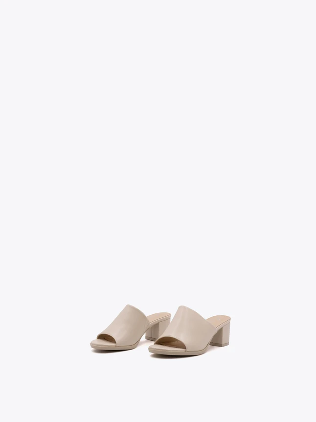 Leather Block Heel Mules Sandals for Everyday Wear