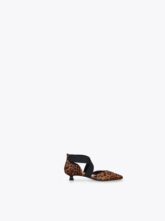 Leopard Print Calf Hair Pointed Toe Slingback High Heel Pump For Evening