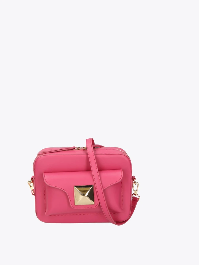 Mini Satchel Leather Crossbody Bag with Pyramid Stud Hardware for Evening Wear