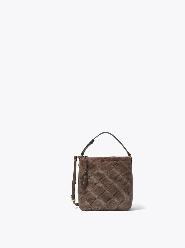 Quilted Leather Shoulder Bag with Top Handle And Crossbody Strap Everyday Use