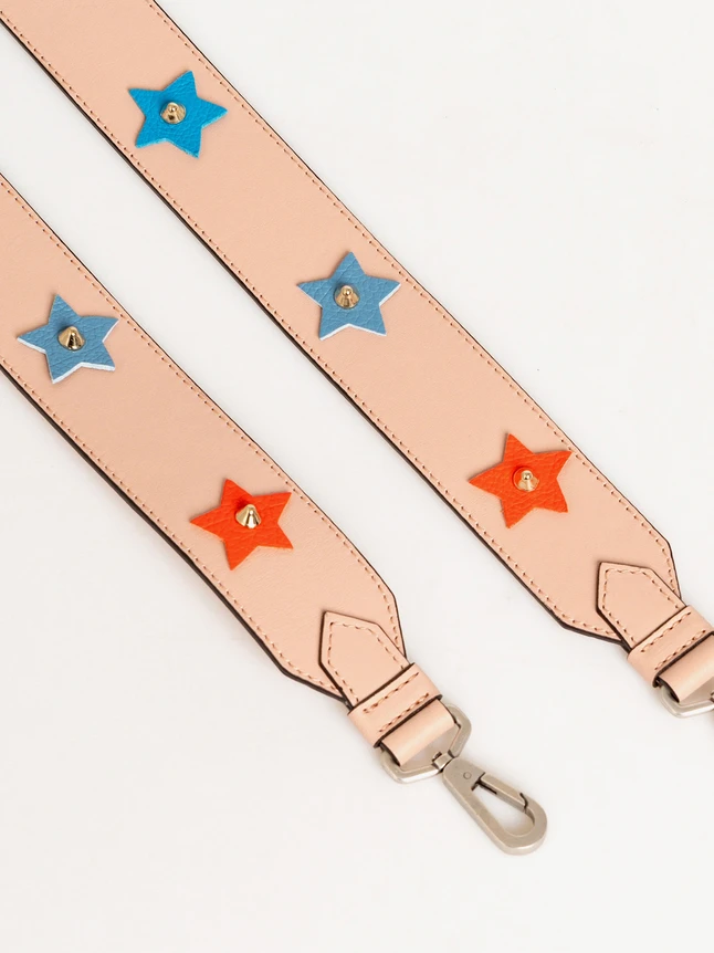 Faux Leather Adjustable Bag Strap with Star Patch Accents for Everyday Use
