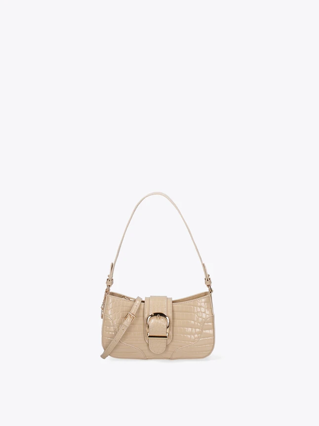 Minimalist Crocodile Embossed Leather Top Handle Bag for Daily Use