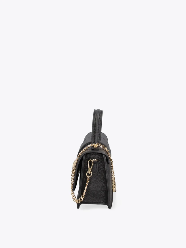 Luxe Grained Leather Top Handle Crossbody Handbag with Chain Accent