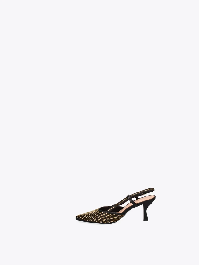 Luxe Studded Slingback Pumps with Flared Heel for Evening Wear