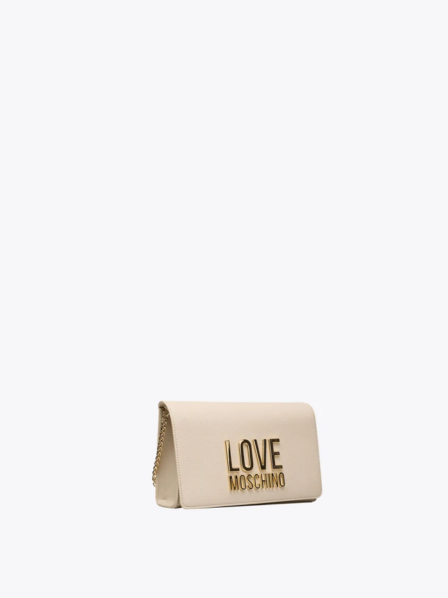 Love Moschino Leather Clutch Chic with Chain Strap for Evening