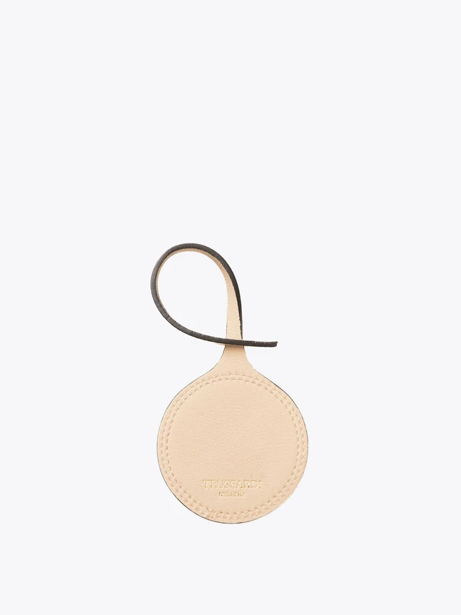 Leather Round Bag Tag And Key Ring Charm for Travel And Everyday Use