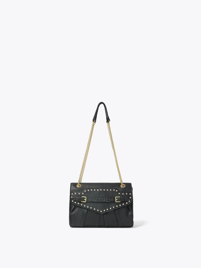 Leather Mini Pleated Crossbody Bag for Evening Out