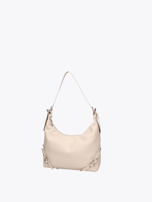 Modern Leather Hobo Shoulder Bag with Metallic Accents for Everyday Chic