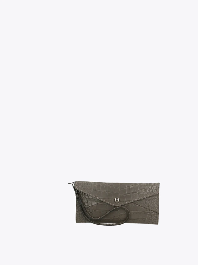 Luxurious Crocodile Embossed Leather Wristlet Clutch for Evening Essentials
