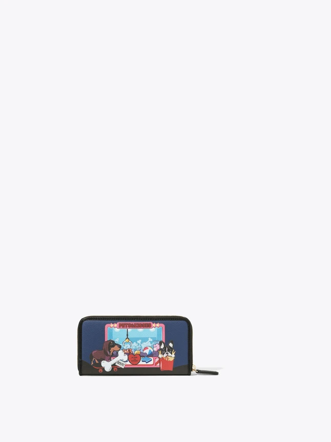 Cartoon Print PU Leather Wallet Zip Around Card Holder for Everyday Use