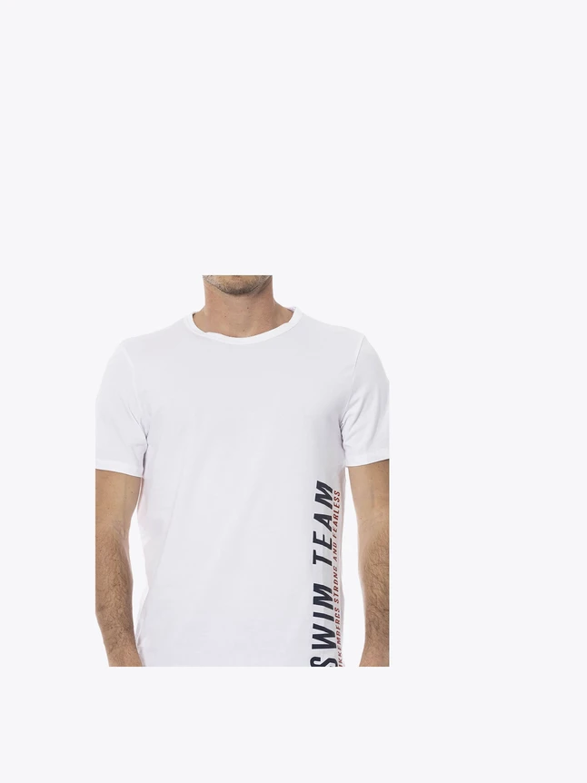 Athleisure Crew Neck T-Shirt With Swim Team Graphic For Casual Sportswear