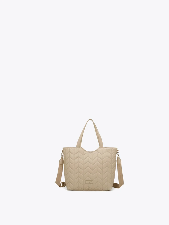 Nylon Quilted Tote Bag with Dual Handles And Detachable Crossbody Strap