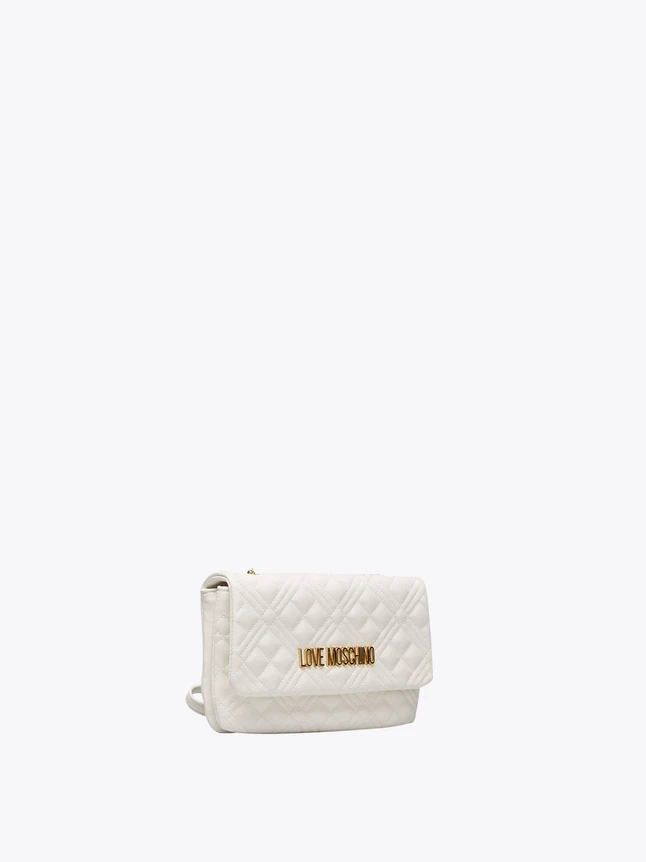 Quilted Crossbody Bag Leather with Metal Logo Everyday Use Love Moschino