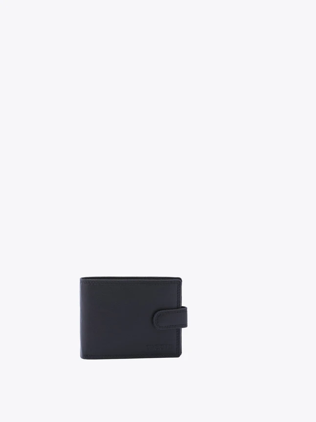 Leather Compact Wallet Card Holder with Strap Closure for Everyday Essentials