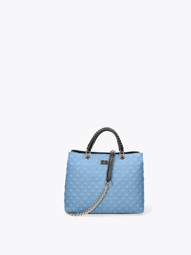 Leather Dotted Tote Bag with Chain Strap And Top Handle for Everyday Use