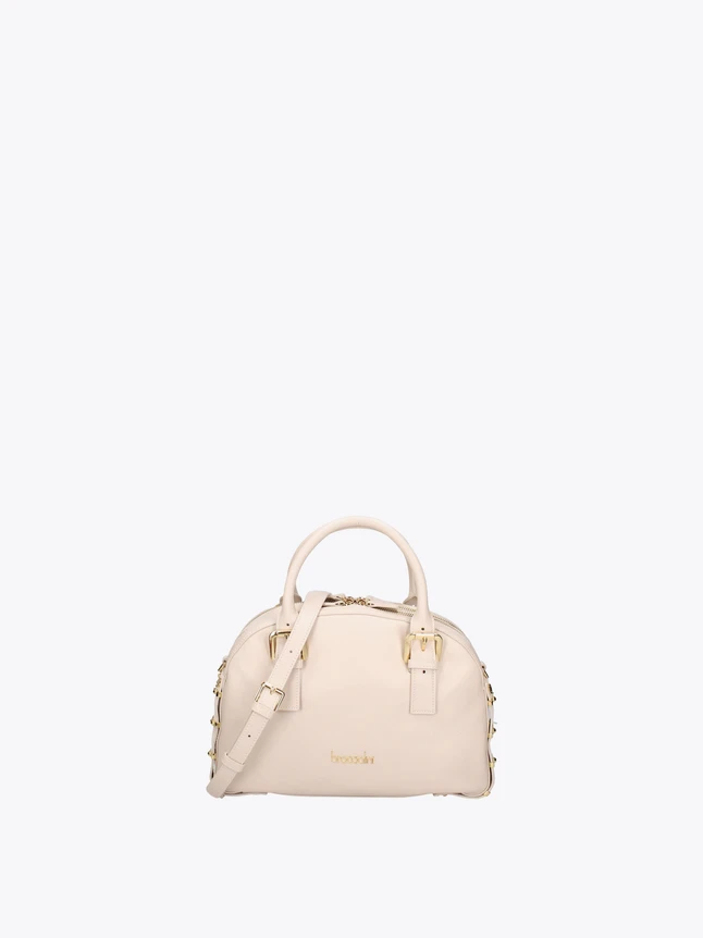 Dome Satchel Bag Leather with Top Handle And Removable Shoulder Strap
