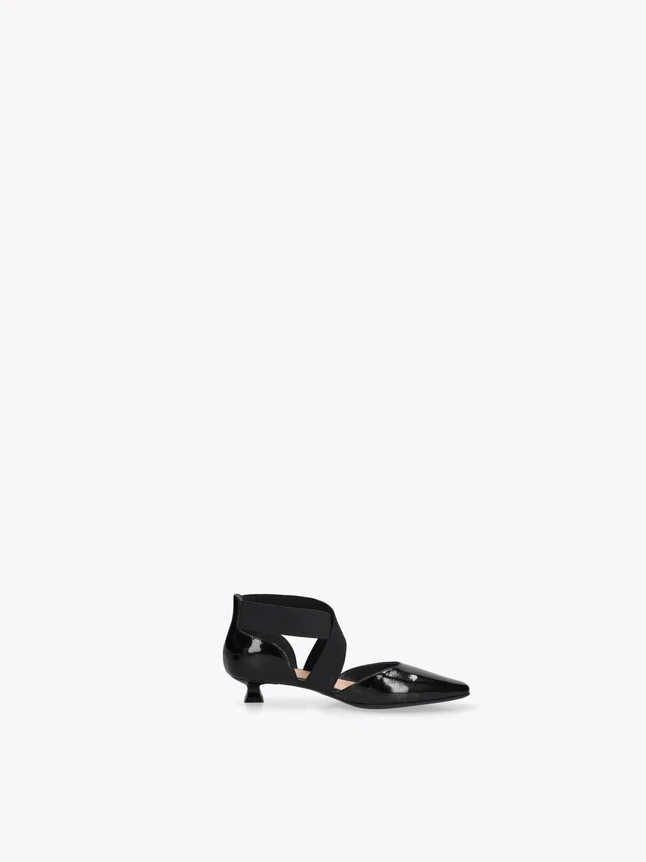 Women's Elegant Patent Leather Pointed Toe Kitten Heel Ankle Strap Pump