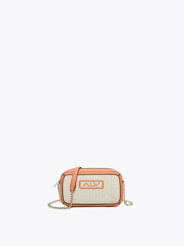 Chic Fabric Exterior And Leather Trim Mini Crossbody Bag for Daily Use
