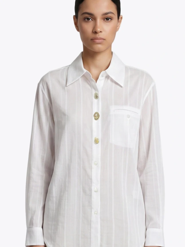 Sophisticated Blouse In Tencel For Work - Timeless Design With Polished Shape