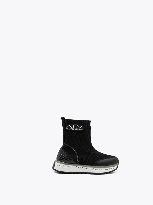 Knit Sock Boot Upper with Rubber Sole for Urban Everyday Wear