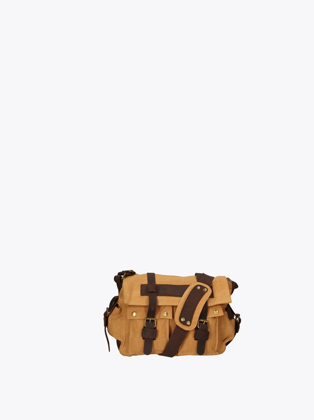 Rugged Canvas Messenger Bag with Leather Accents for Travel And Daily Use