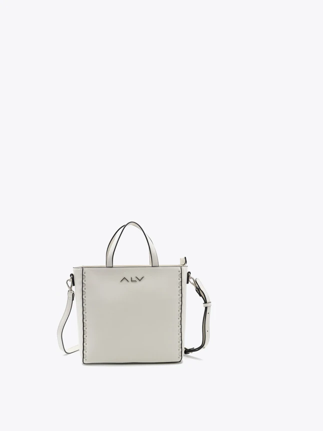 Boxy Leather Handbag with Top Handle And Removable Crossbody Strap