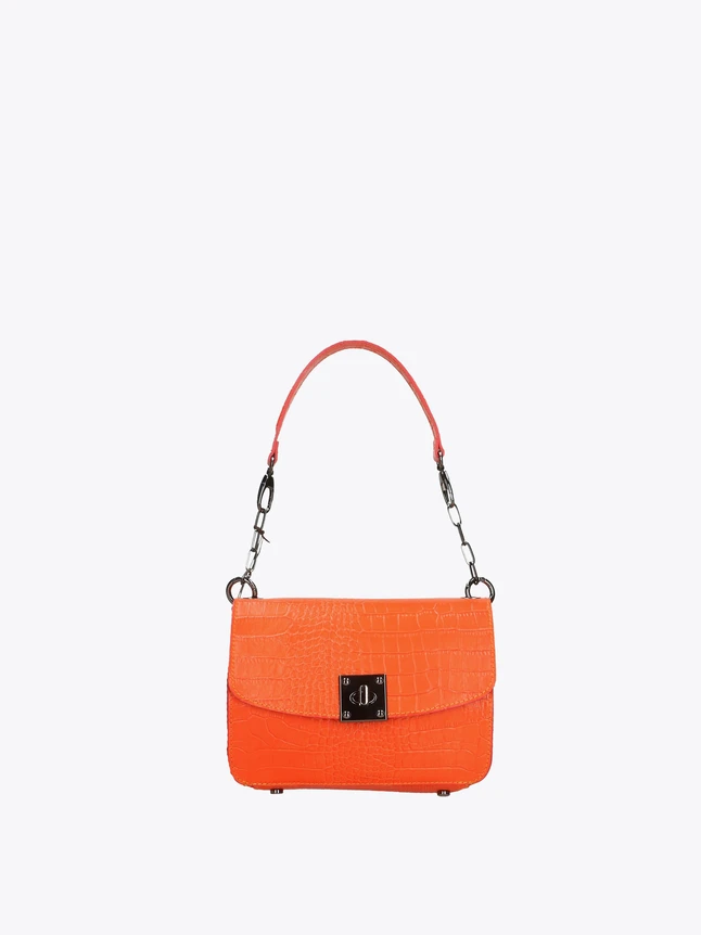 Crocodile Embossed Leather Top Handle Mini Handbag for Evening Out