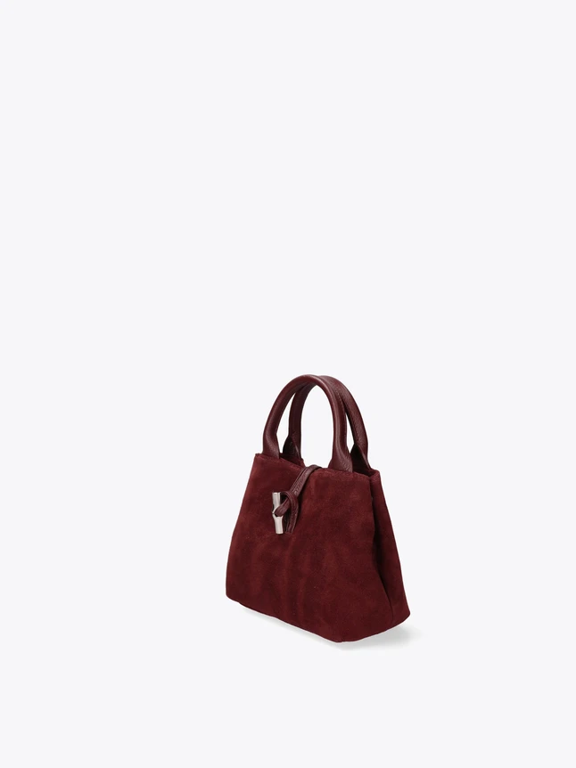Chic Suede Top Handle Handbag With Distinctive Toggle Closure For Elevated Style